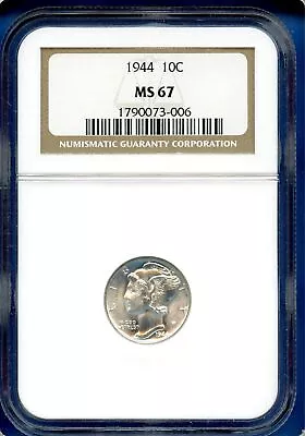 1944 P NGC MS67 Mercury Dime 10c US Mint Silver Coin 1944-P MS-67 Blast White • $94.95