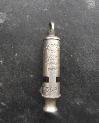 £5 • Buy Obsolete!.numbered Metropolitan Police Whistle