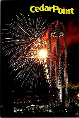 Postcard Cedar Point Power Tower Night Fireworks Sandusky Ohio C66 • $4.99