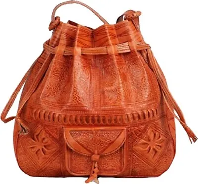Handbag Genuine Leather Engraved Shoulder Bag Moroccan Handmade Women Casual • $80.90