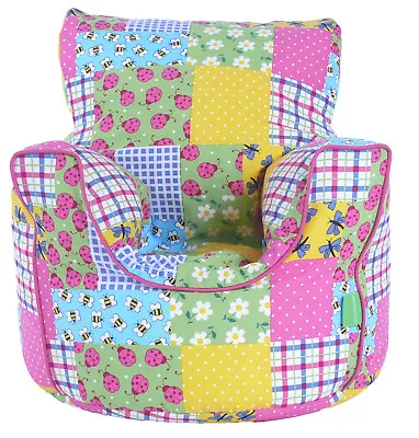 Cotton Patchwork Bean Bag Arm Chair With Beans Toddler Size From Bean Lazy • £24.99