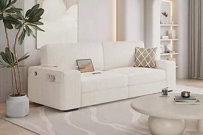Modern Sofa Couch 2 Seater Corduroy Fabric Sofa With USB Charging Ports • $286