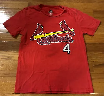 MLB Majestic St Louis Cardinals T Shirt Youth Size M Medium 10/12 Molina # 4 • $12.99