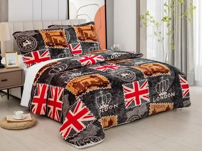 Teddy Bear Fleece Duvet Cover Set Sherpa Thermal Warm Bedding With 2pillow Cases • £27.50