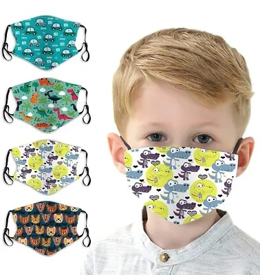 4 Pack Cloth Face Masks For Kids Children With Cartoon Prints Extra Breathable • £2