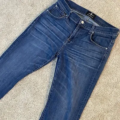 7 For All Mankind Blue Paxtyn Denim Jeans Size Mens 34 Made In USA • $34.99