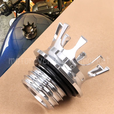 $12.98 • Buy Aluminum King Crown Gas Cap Tank Clockwise For Harley Dyna Low Rider FXDL 14-17