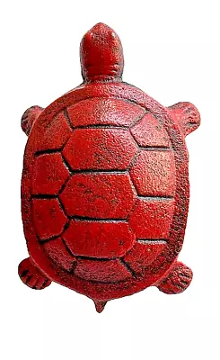 Turtle Figurine Cast Iron Antique Style Garden Pond Decor Red 4.5 Inch • $11.95