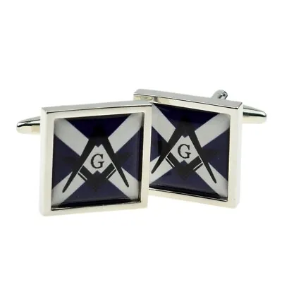 New Scottish Saltire Flag With Masonic G Cufflinks X2bocsb070/24.21 Free Pouch • £8.99