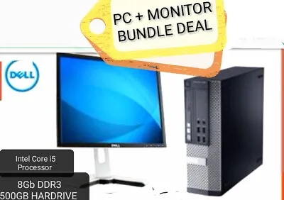  Corei5 PC + 19  Monitor Bundle SFF Core I5 Processor 8GB 500GB Windows 7 • $175