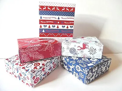 10 Square Gift Favour Boxes  Blue & Red  Christmas  Designs Check Desc. For Size • £4.10