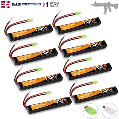 7.4V 1300mAh 25C LiPo Battery Mini Tamiya Airsoft Softair AEG Rifle Gun • £83.99
