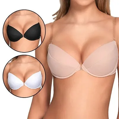 Vivisence Eve 1012 Backless Push Up Bra Underwired Removable Clear Straps • £23.99