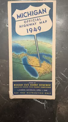 Vintage 1949 Highway Map Of Michigan • $18.99