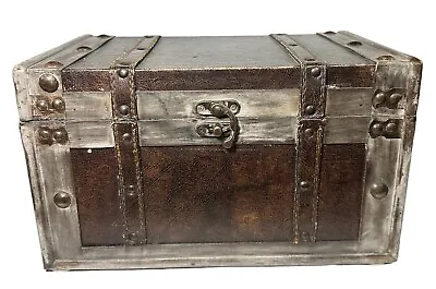 Rustic Storage Trunk Trinket Box Small Retired Hobby Lobby Decor 8”Tx 13”L • $24.99