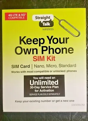 Straight Talk SIM Card  Verizon T-Mobile  4G LTE & 5G Plus Bonus Sim Tool • $5.99