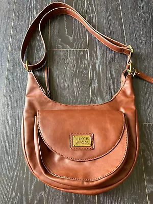 Frye And Co Tan Leather Saddle Bag Crossbody Boho Purse Pockets Shoulder Zip • $24.99