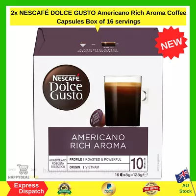 2 X NESCAFE Dolce Gusto Cafe Americano Rich Aroma Coffee Pods 16 Capsules NEW AU • $25