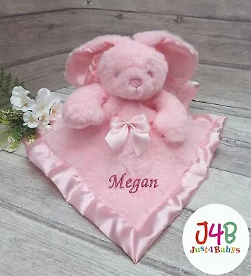 Personalised Soft Rabbit Comforter Taggy Taggie Tag Blanket Gift 3 Colours • £8.99