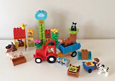 Lego Duplo Tractor Trailer Animals Ducks Rabbits Cow Pigs Garden Picture Bricks • £21