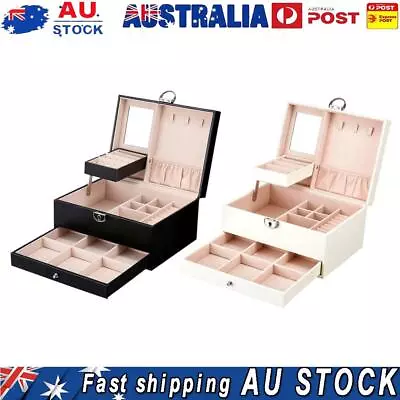 Large Capacity Rings Bracelet Jewelry Storage Box 2 Layer Earrings Necklace Disp • $26.69