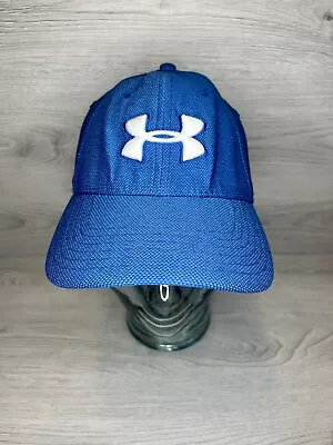 Under Armour Baseball Cap Blue White L/XL Hat Stretch Fit Cap Golf Casual Logo • £10