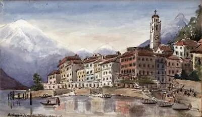 From Hotel Bellagio Lake Como Italy - Watercolour Painting - 19th Century • £100