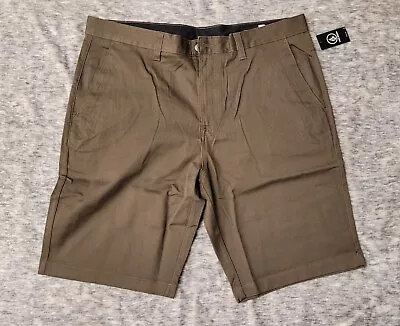 Volcom Vmonty Stretch Chino Shorts Size 38 New W/ Tags Mushroom Brown • $29.99