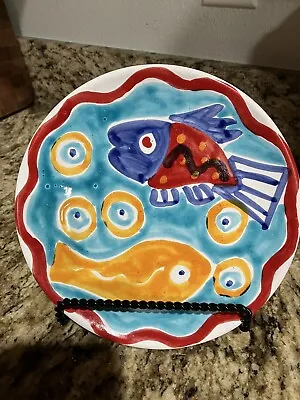 Set Of 4 La Musa Hand Painted Italian Fish Plates Excellent Condition 8” • $80