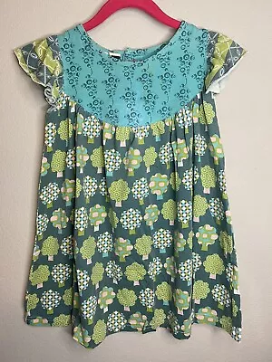 Matilda Jane House Of Clouds Bobbi Jo Pearl Lap Dress Tree Print Sz 4 • $29.99