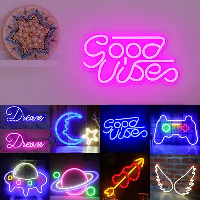 Neon Sign Light USB LED Wall Night Lamp For Kids Room Bar Party Home Art Decor • £21.52