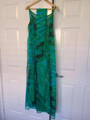 Sacha Drake Green Silk Maxi Dress 12 • $50