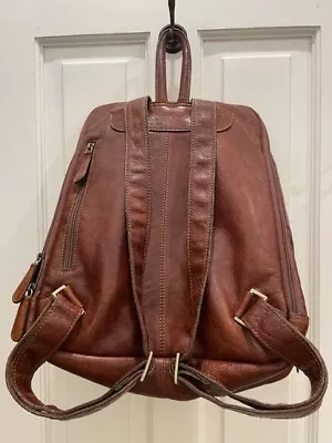 Pierre Cardin Large Leather Bag Backpack $480 Value For $180 Computer Compartmen • $160