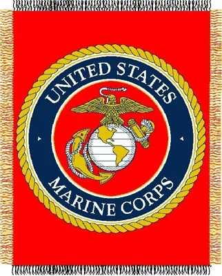 Northwest US Marines Woven Tapestry Throw Blanket 48x60 Warm Comfortable • $21.99
