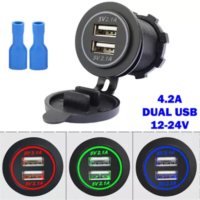 12-24V 2 USB Charger Power Socket Plug Car Boat Outlet 4.2A Adapter Waterproof • $10.95