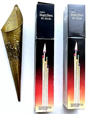 Mid Century Metal Fireplace Match Holder W/ Original Matches ECKERD Matches • $26