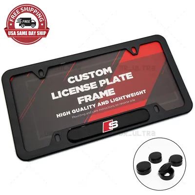 Gloss Black Front Or Rear Audi S Logo Emblem License Plate Frame Cover Gift • $14.99