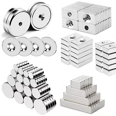 Super Strong Cylinder Rectangle Magnets Rare-Earth Neodymium Magnet W/Hole Round • $6.49