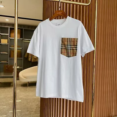 Burberry Vintage Cotton Baggy T-shirt With Plaid Pocket • $159