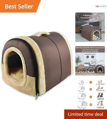 Dog House - 2 In 1 Washable Dog Cat Bed - Insulated Cozy Pet Igloo - M Size • $59.83