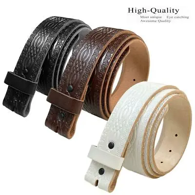 BS085 Vintage Engraved Embossed Leather Belt Strap With Snaps On 1-1/2  Wide • $24.95