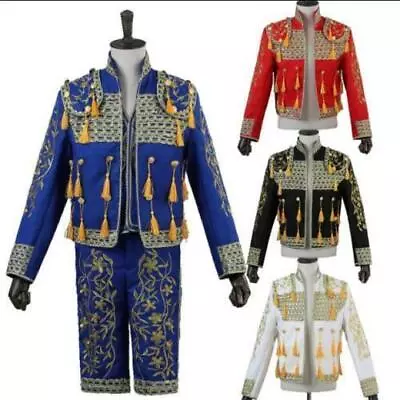 Mens Spanish Bullfighter Matador Outfit Suit Jackets Pant Cosplay Costume 3PCS • $110.32