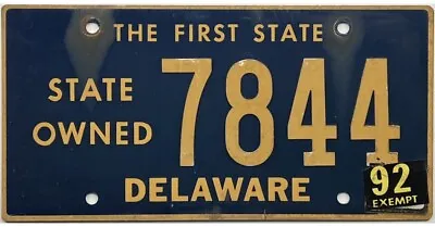 1992 Delaware STATE OWNED License Plate #7844 RIVETED NUMBERS • $22.49