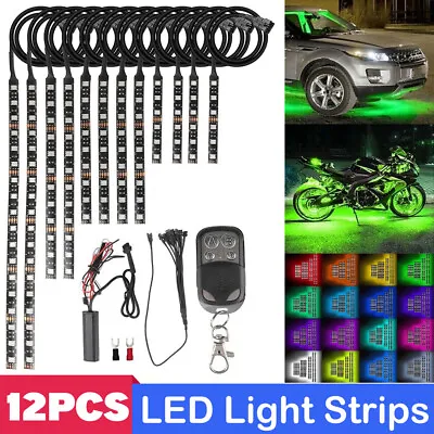 12PCS Motorcycle RGB LED Light Strips Under Glow Neon With Remote Control Kit • $26.01