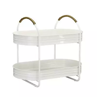  White Galvanized 2-Tier Serving Tray Stand15.90 In X 10.74 In • $17.94