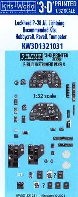 Kits World Decals 1/32 3D Decals LOCKHEED P-38J/L LIGHTNING INSTRUMENT PANEL • $16.99