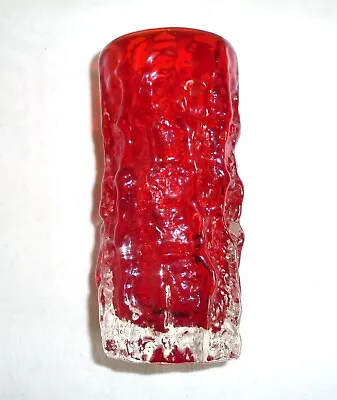 £48 • Buy Vintage Mid-Century Red Whitefriars Glass 6 Inch Bark Vase By Geoffrey Baxter