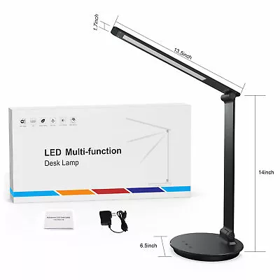 LED Desk Lamp Eye-Caring Office Dimmable Touch Control W/Wireless Charger Timer • $19.99