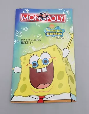 2005 Monopoly Spongebob Squarepants Board Game INSTRUCTION MANUAL Part • $7.75