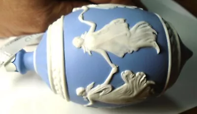 Neoclassical Relief Blue Wedgwood Jasperware Ornament  Ball Egg Shaped Porcelain • $40